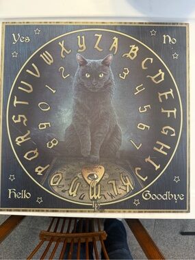 Mystic Cat Ouija Board Wall Art - Black and Gold